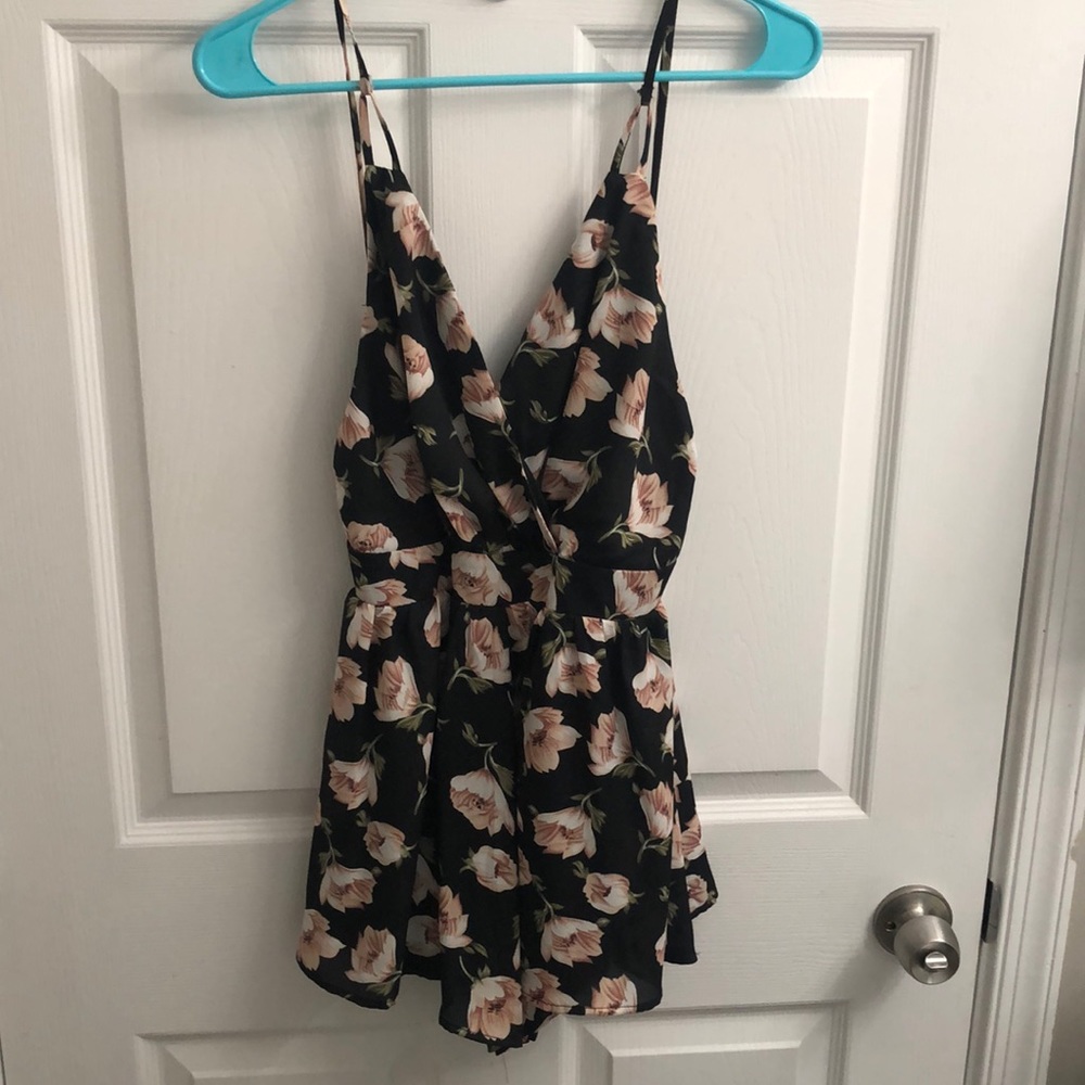 Audrey black floral romper